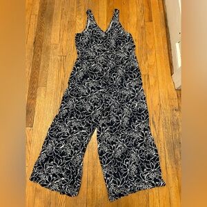 Navy & White floral maternity jump suit